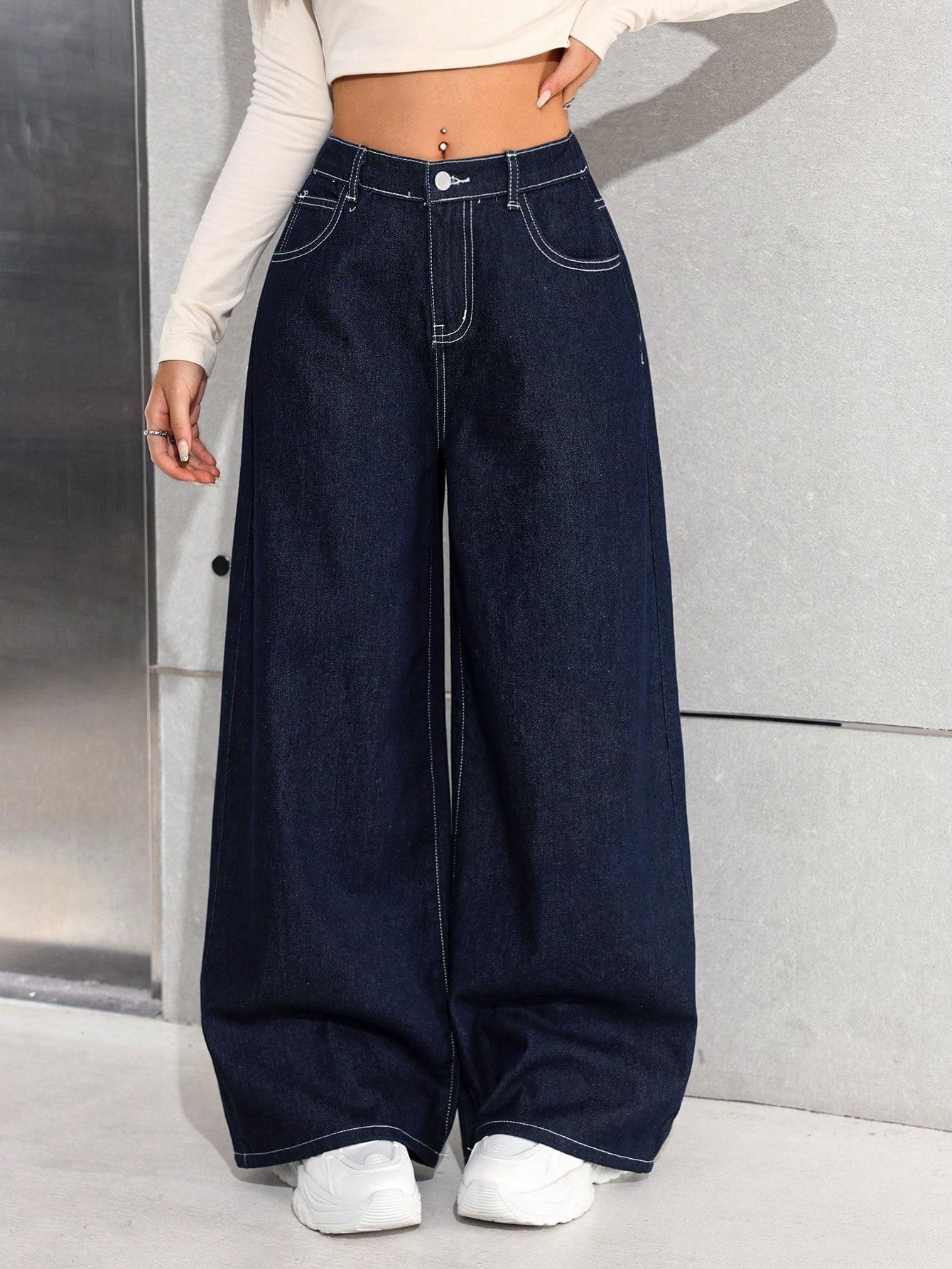 SHEIN GRANATOWE SPODNIE JEANS S06__166-172