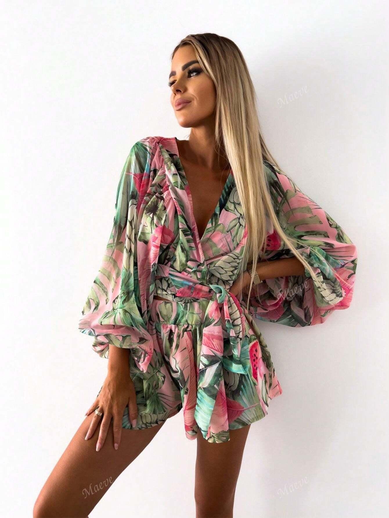 SHEIN WIELOKOLOROWY KOMBINEZON W KWIATY S06__S