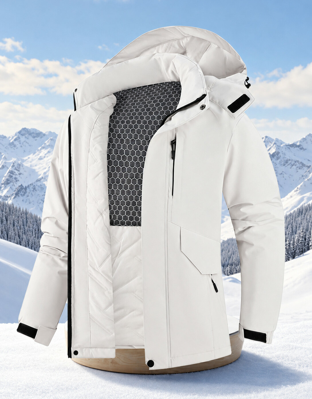 SHEIN BIAŁA KURTKA KAPTUR W01__L