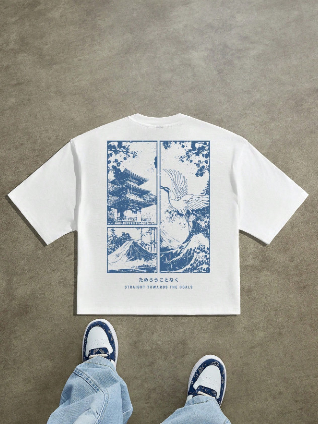 MANFINITY BIAŁY T-SHIRT NADRUK PK01__M