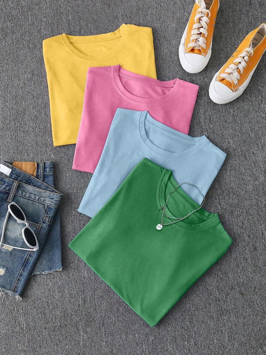 SHEIN T-SHIRT OKRĄGŁY DEKOLT 4-PACK S06__M