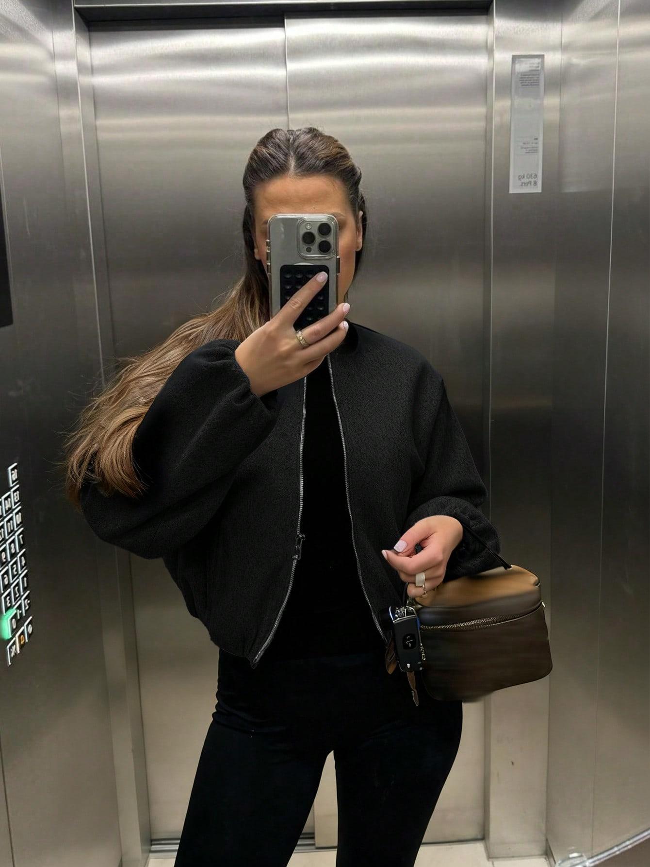 SHEIN CZARNA KURTKA BOMBER S06__S