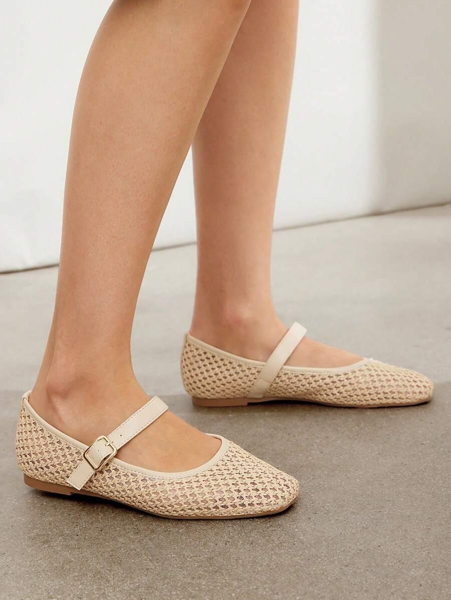 SHEIN BEŻOWE BALERINY SIATECZKA S06__39,5