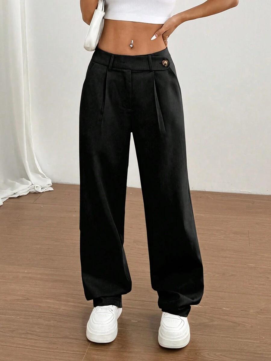 SHEIN CZARNE SPODNIE PROSTA NOGAWKA S06__M