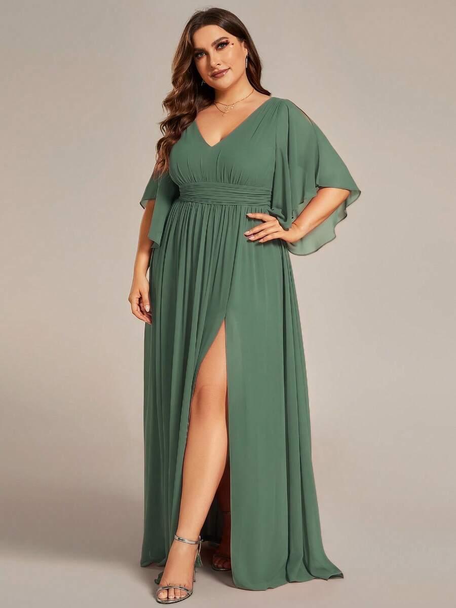 SHEIN ZIELONA MAXI SUKIENKA KRÓTKI RĘKAW S06__46