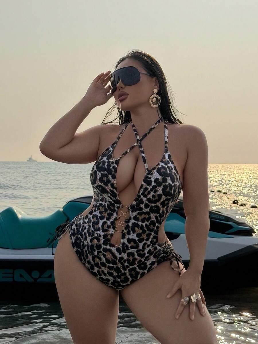 SHEIN JEDNOCZĘŚCIOWY STRÓJ KĄPIELOWY ANIMAL PRINT S09__XXL