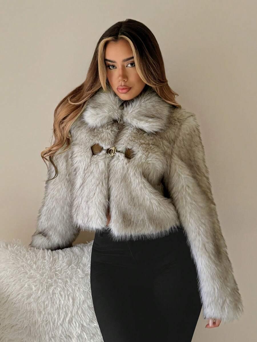 SHEIN KURTKA IMITACJA FUTRA W01__M