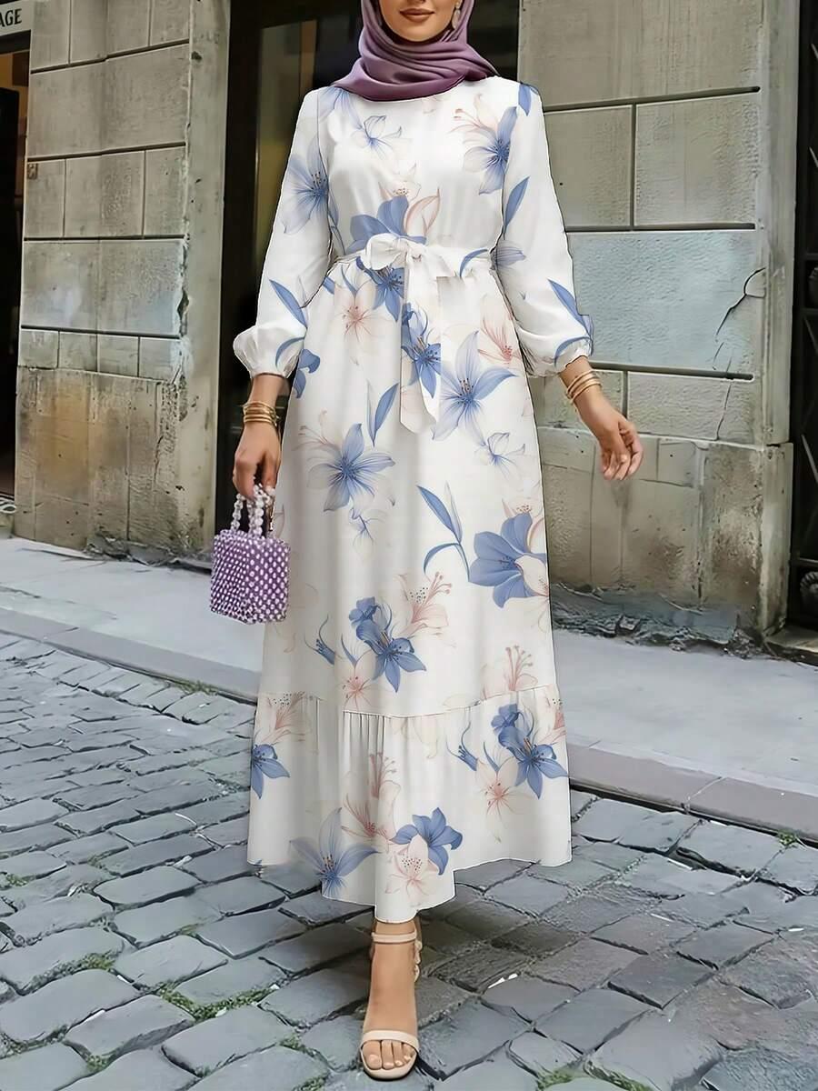 SUOFEIMAN SUKIENKA MAXI WZÓR KWIATY S06__L