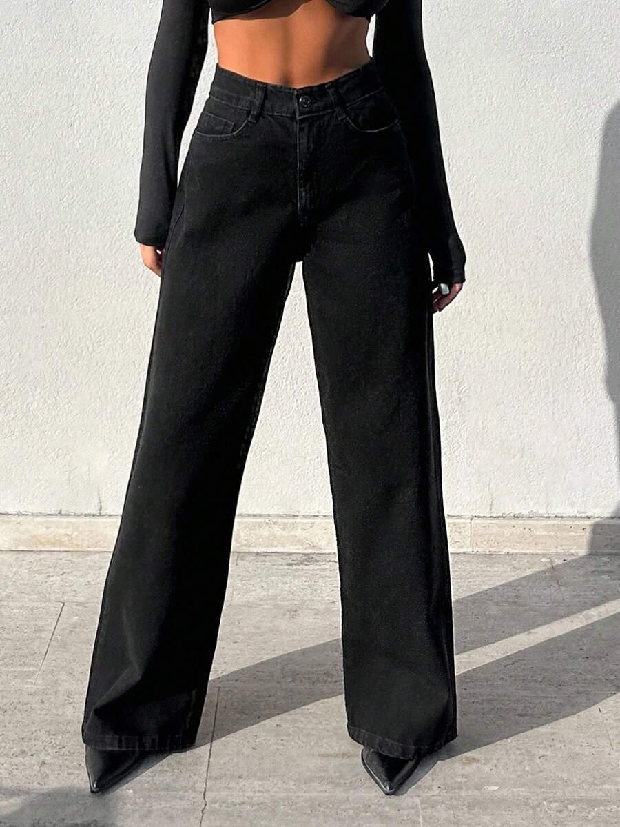 EURMUSE CZARNE SPODNIE JEANS S06__S