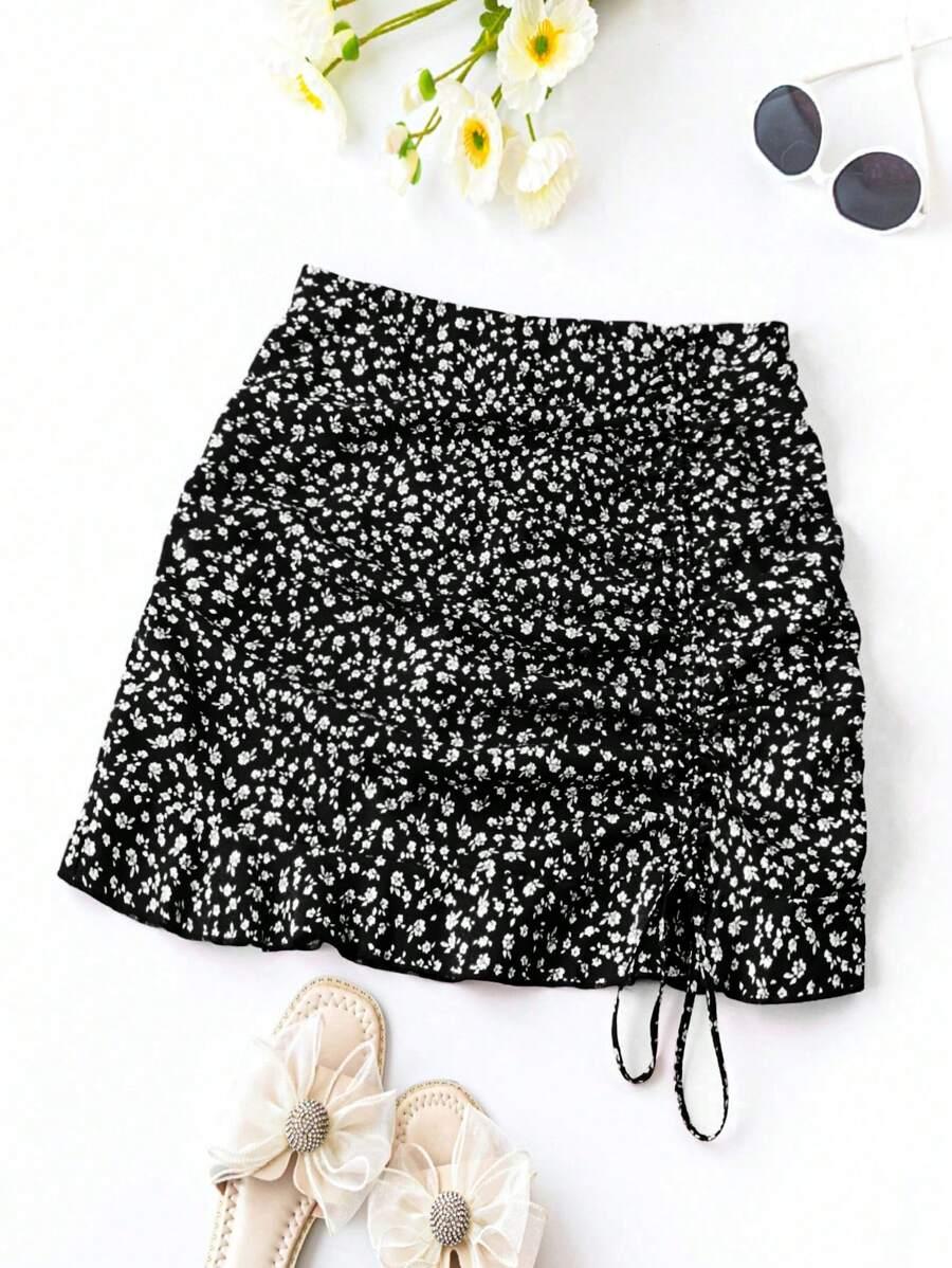 SHEIN MINI SPÓDNICA WZÓR KWIATY S06__46