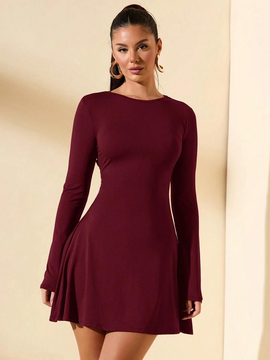 SHEIN BORDOWA MINI SUKIENKA DŁUGI RĘKAW S06__M
