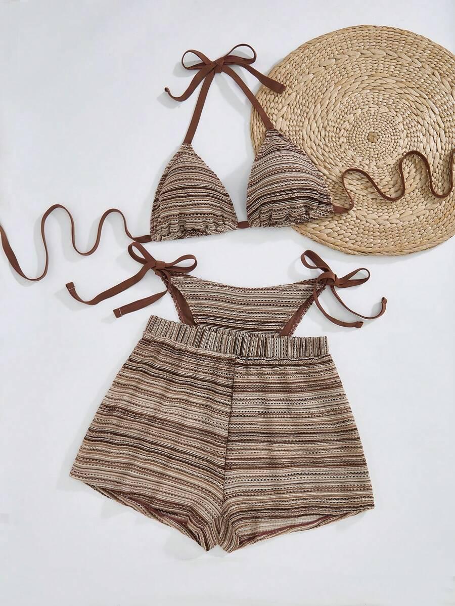 SHEIN DWUCZĘŚCIOWY STRÓJ KĄPIELOWY SPODENKI KOMPLET S09__50