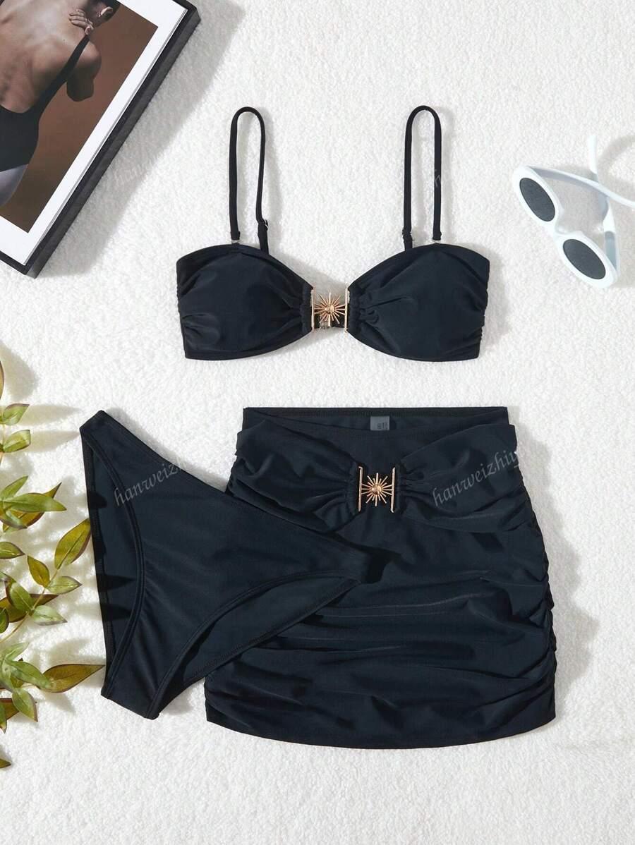 SHEIN TRZYCZĘŚCIOWY STRÓJ KĄPIELOWY KOMPLET S09__M