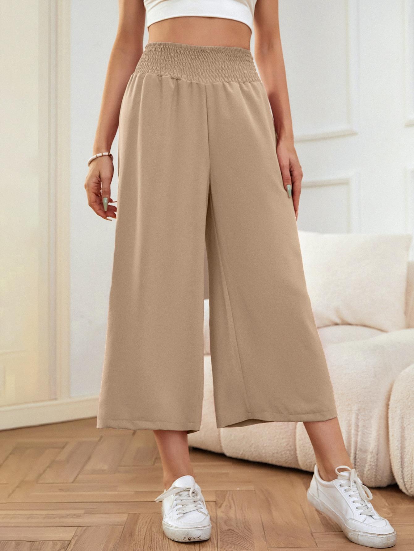 SHEIN BEŻOWE SPODNIE WYSOKI STAN S06__L