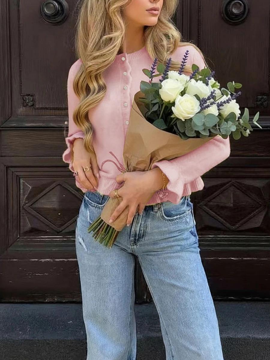 SHEIN RÓŻOWY SWETER GUZIKI S06__M