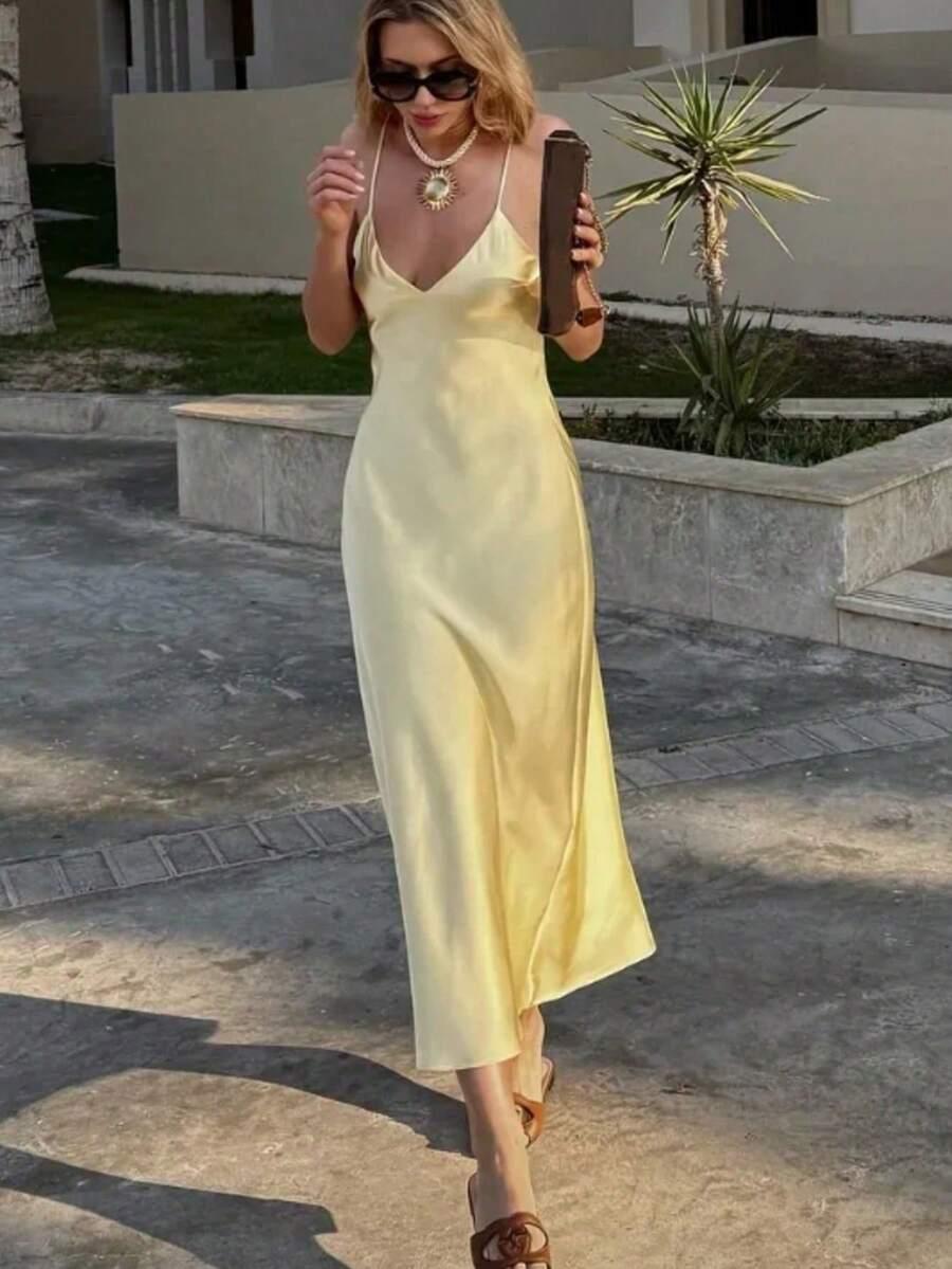 SHEIN ŻÓŁTA MAXI SUKIENKA S06__M