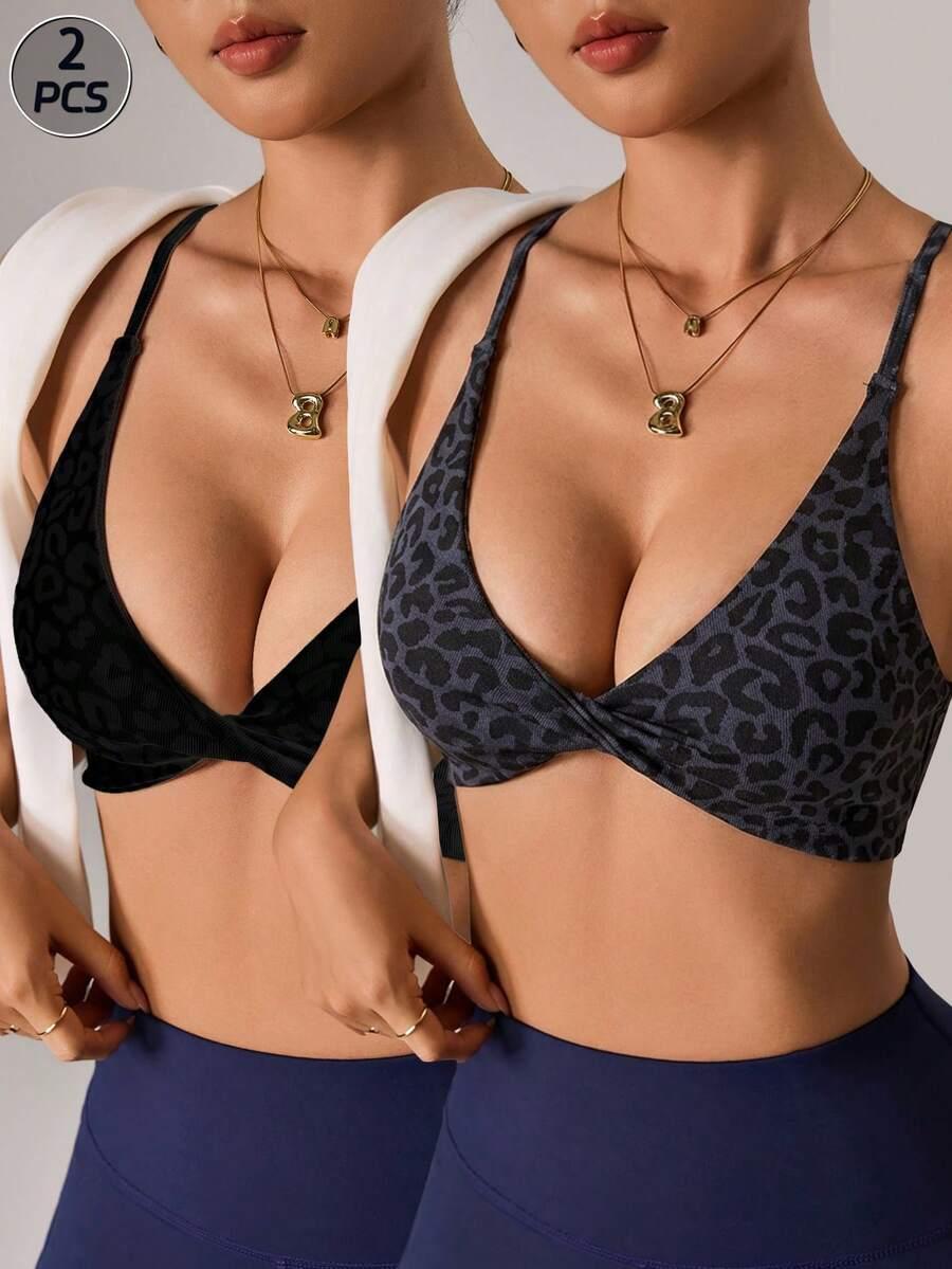 VELISYS BEZSZWOWY STANIK SPORTOWY ANIMAL PRINT 2-PACK S09__M