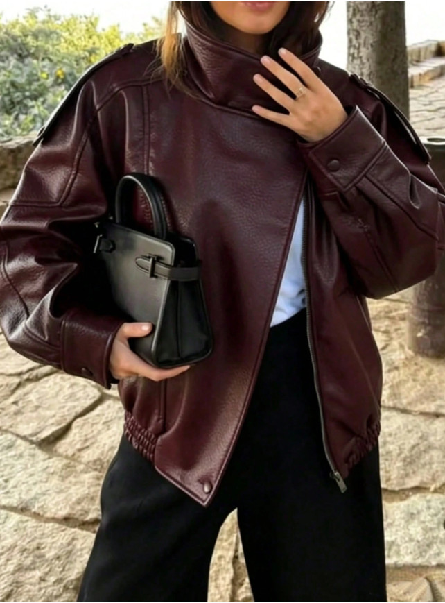 SHEIN BORDOWA KURTKA IMITACJA SKÓRY S06__S