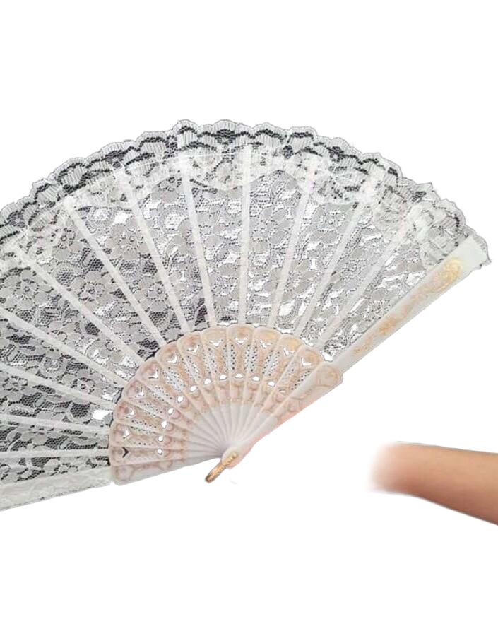 SHEIN BIAŁY WACHLARZ KORONKA S07