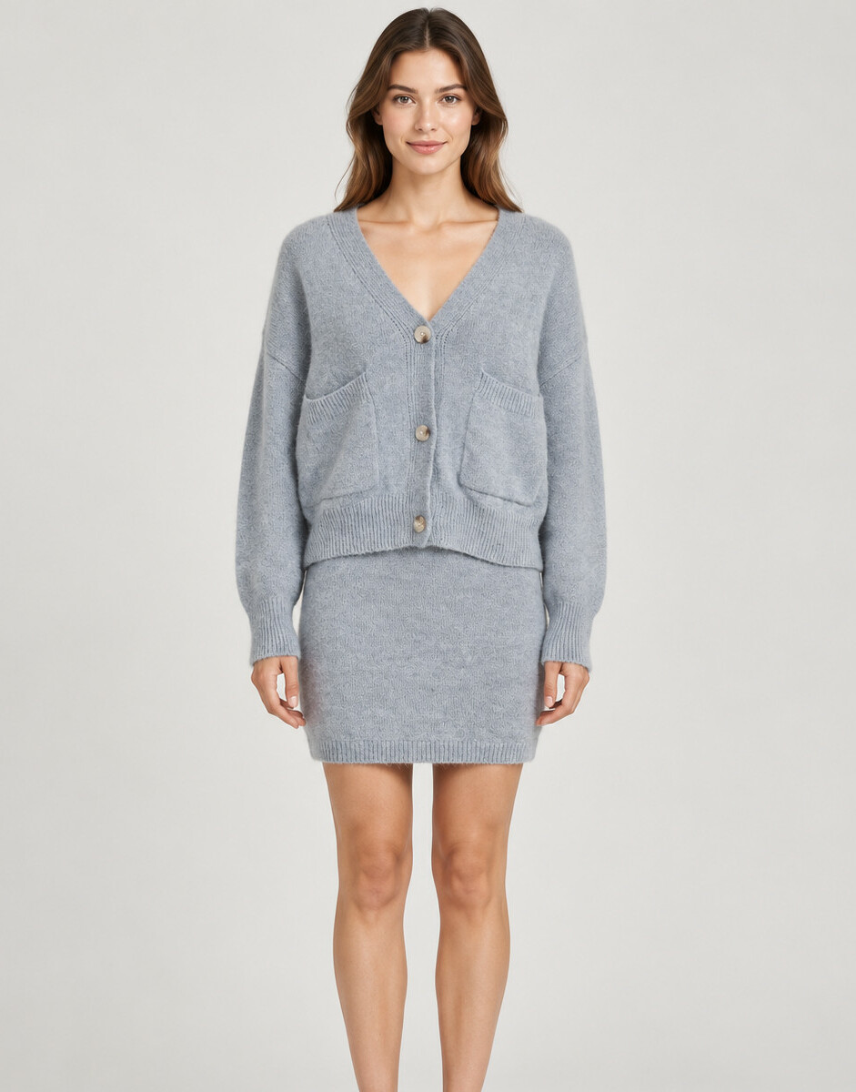 SHEIN DZIANINOWY KOMPLET SPÓDNICA SWETER PK01__L
