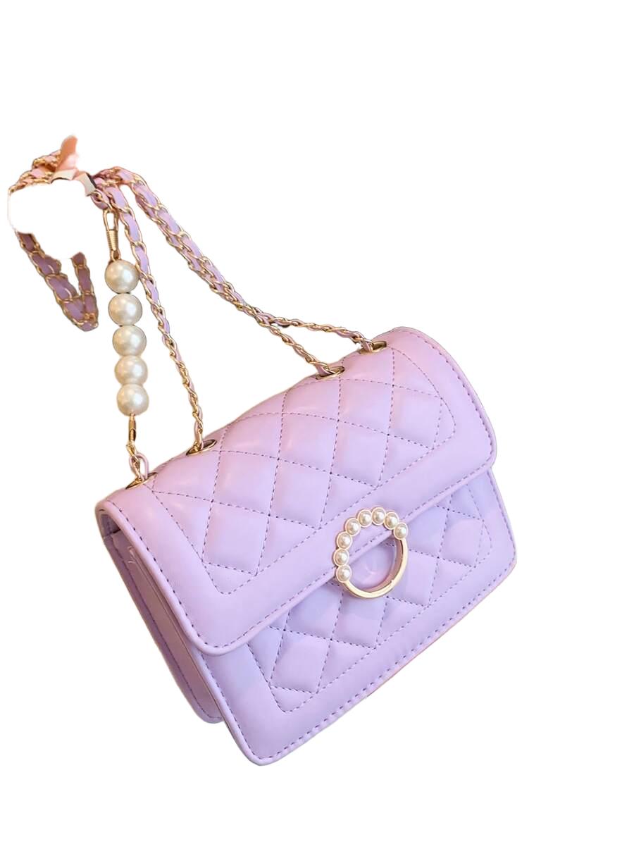 SHEIN FIOLETOWA PIKOWANA TOREBKA NA RAMIĘ ZDOBIENIA S07__15X6X19CM