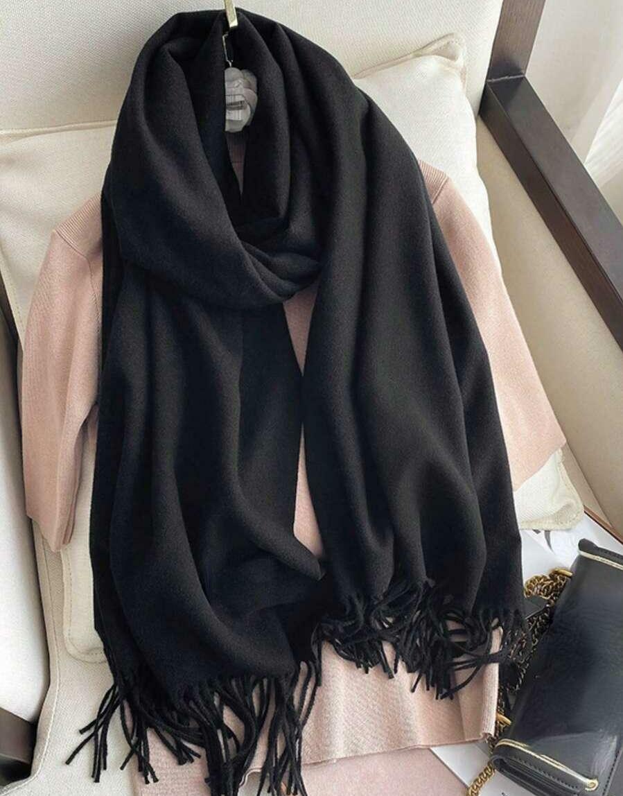 SHEIN CZARNY DZIANINOWY SZALIK W01__70X175CM