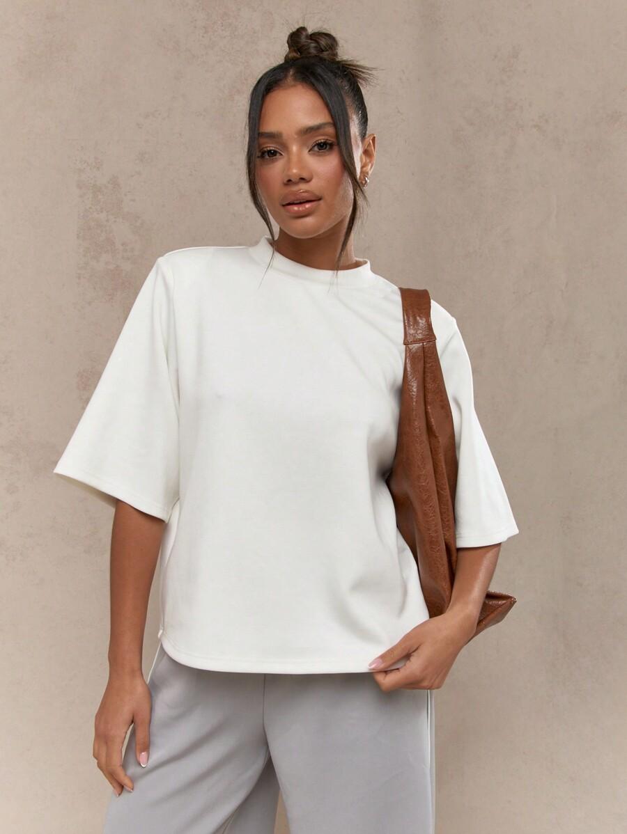 SHEIN BIAŁY T-SHIRT BASIC S06__S