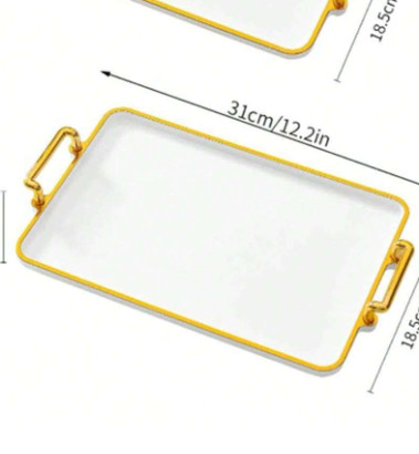 SHEIN BIAŁA TACA DEKORACYJNA S07__18X29CM