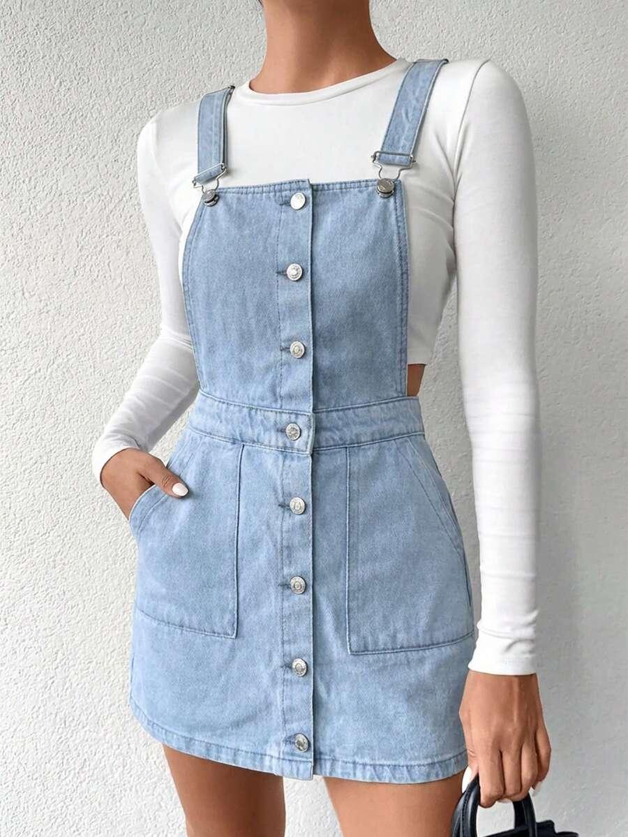 SHEIN SUKIENKA JEANS GUZIKI S06__S