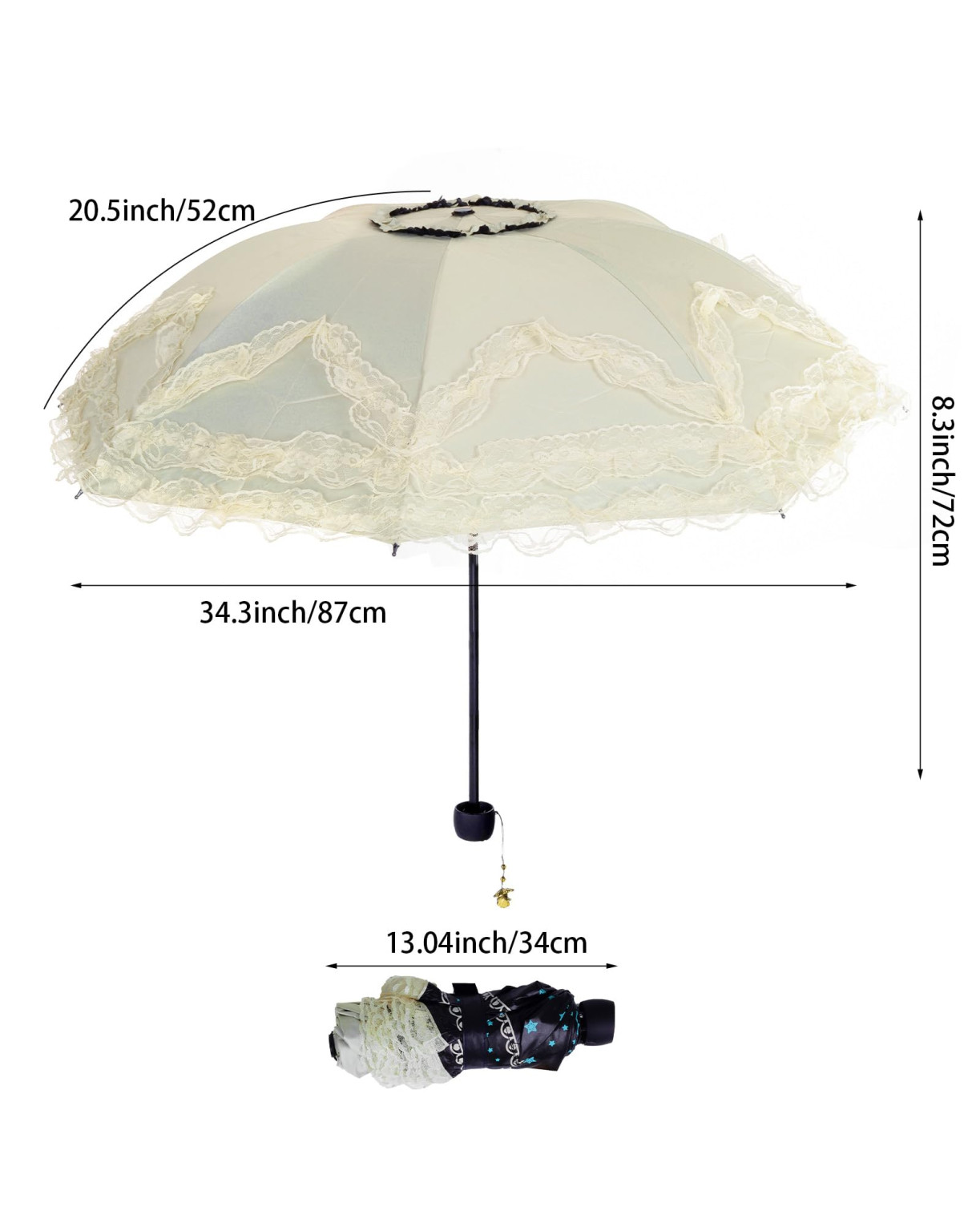 SHEIN PARASOL GOTHIC KORONKA KONTRAST OCHRONA UV ZDOBIENIE PK01