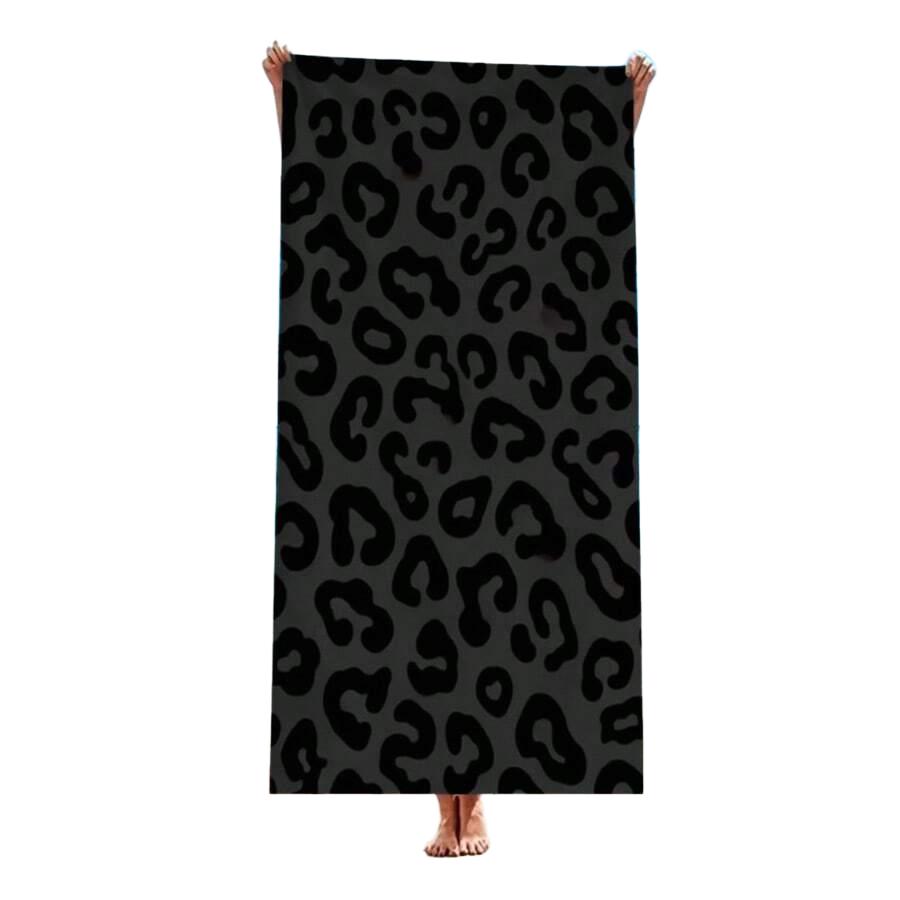 SHEIN CZARNY RĘCZNIK PLAŻOWY LEOPARD PRINT S07__180X200CM