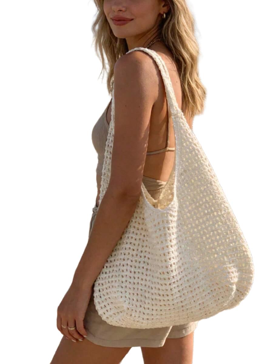 SHEIN BEŻOWA DZIANINOWA TORBA S07__38X14X35CM