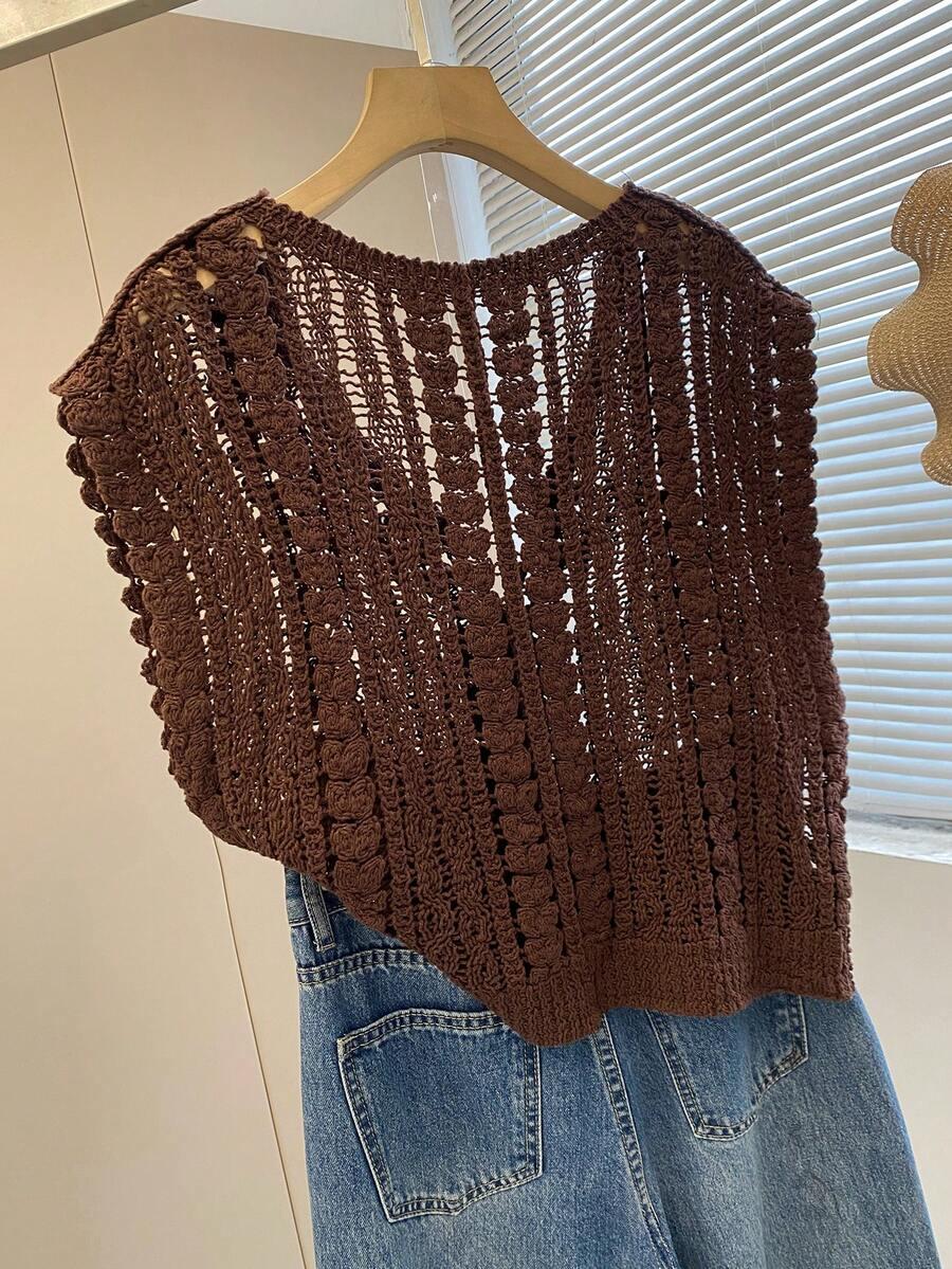 SHEIN BRĄZOWY DZIANINOWY TOP S06__L