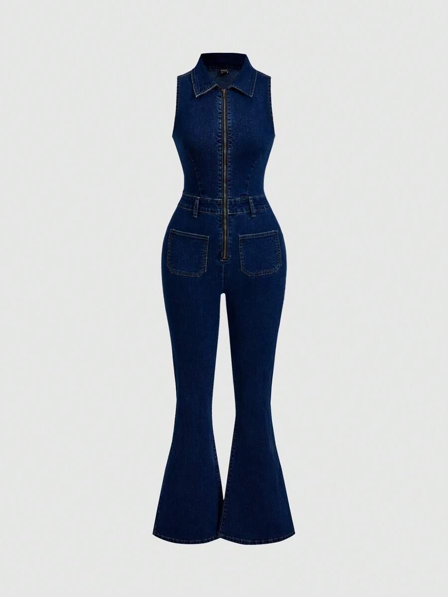 SHEIN GRANATOWY KOMBINEZON JEANS S06__M
