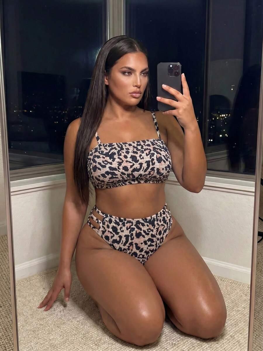 SLAYDIVA DWUCZĘŚCIOWY STRÓJ KĄPIELOWY ANIMAL PRINT S09__XXL