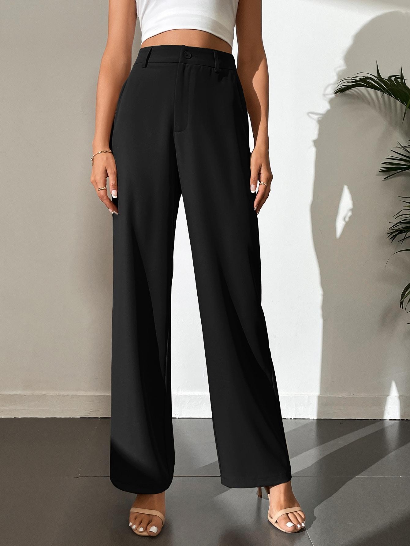 SHEIN CZARNE SPODNIE PROSTA NOGAWKA S06__XS