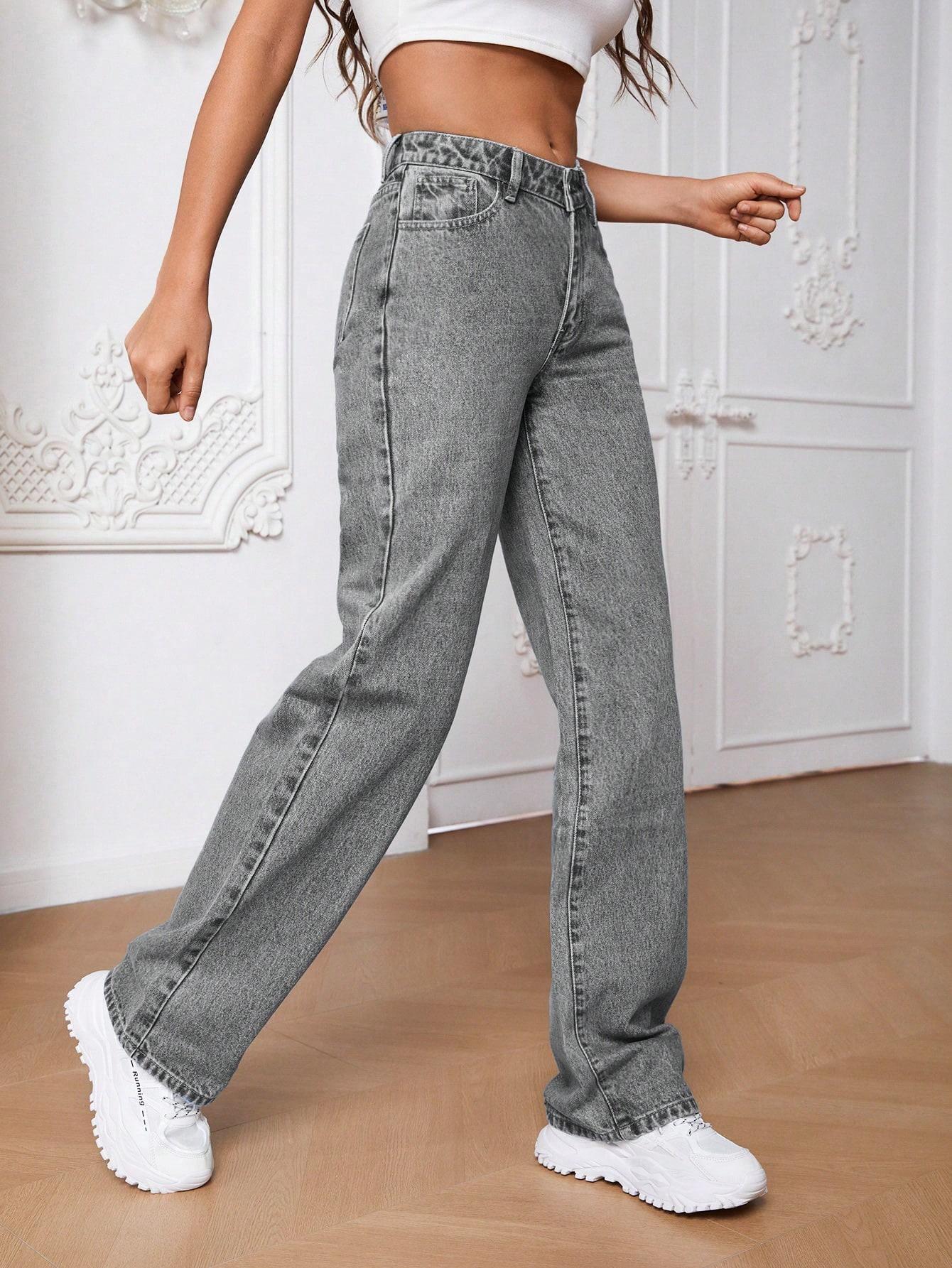 SHEIN SZARE PROSTE SPODNIE JEANSOWE S06__M