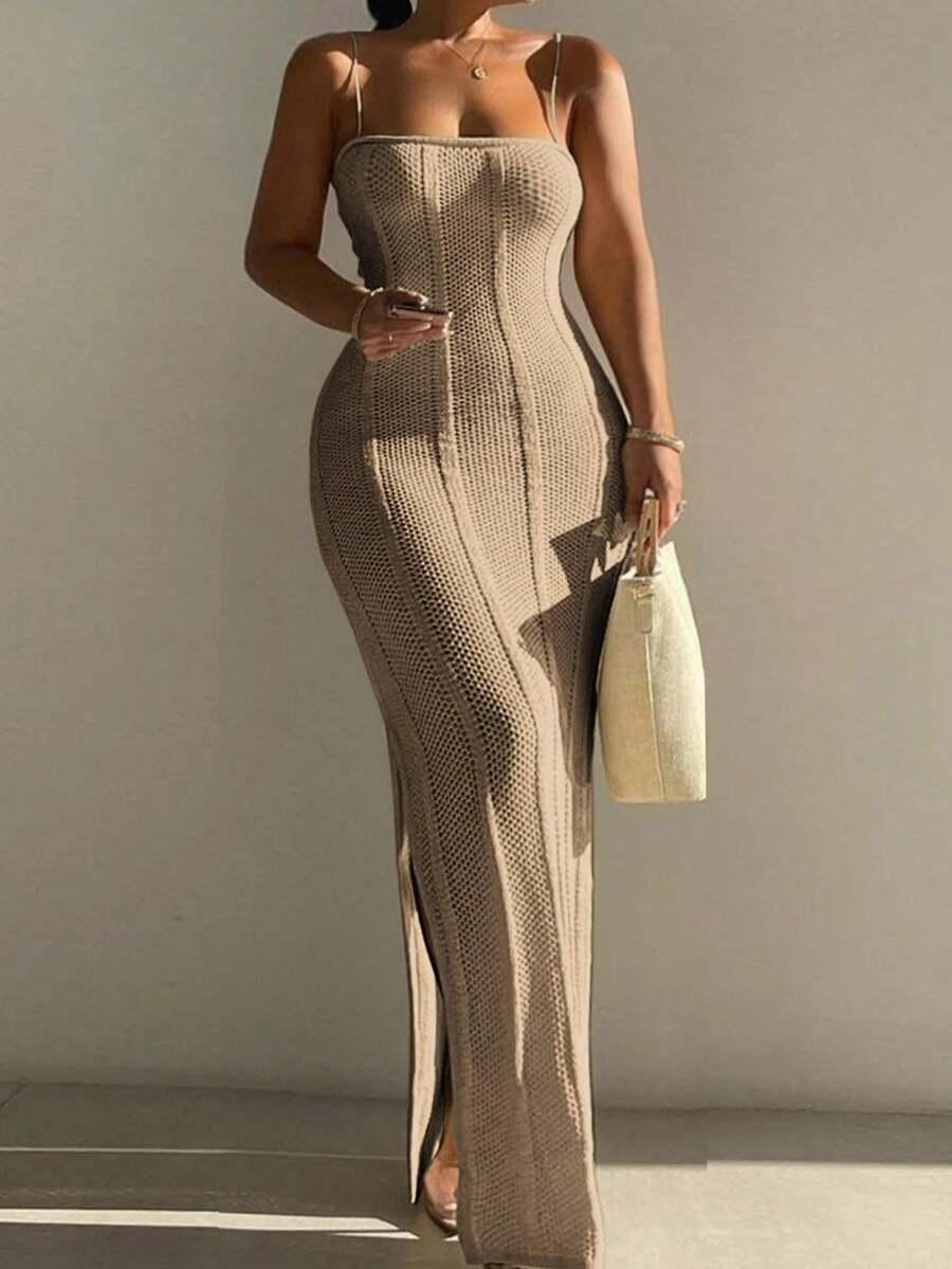 SHEIN BEŻOWA MAXI SUKIENKA S06__XL