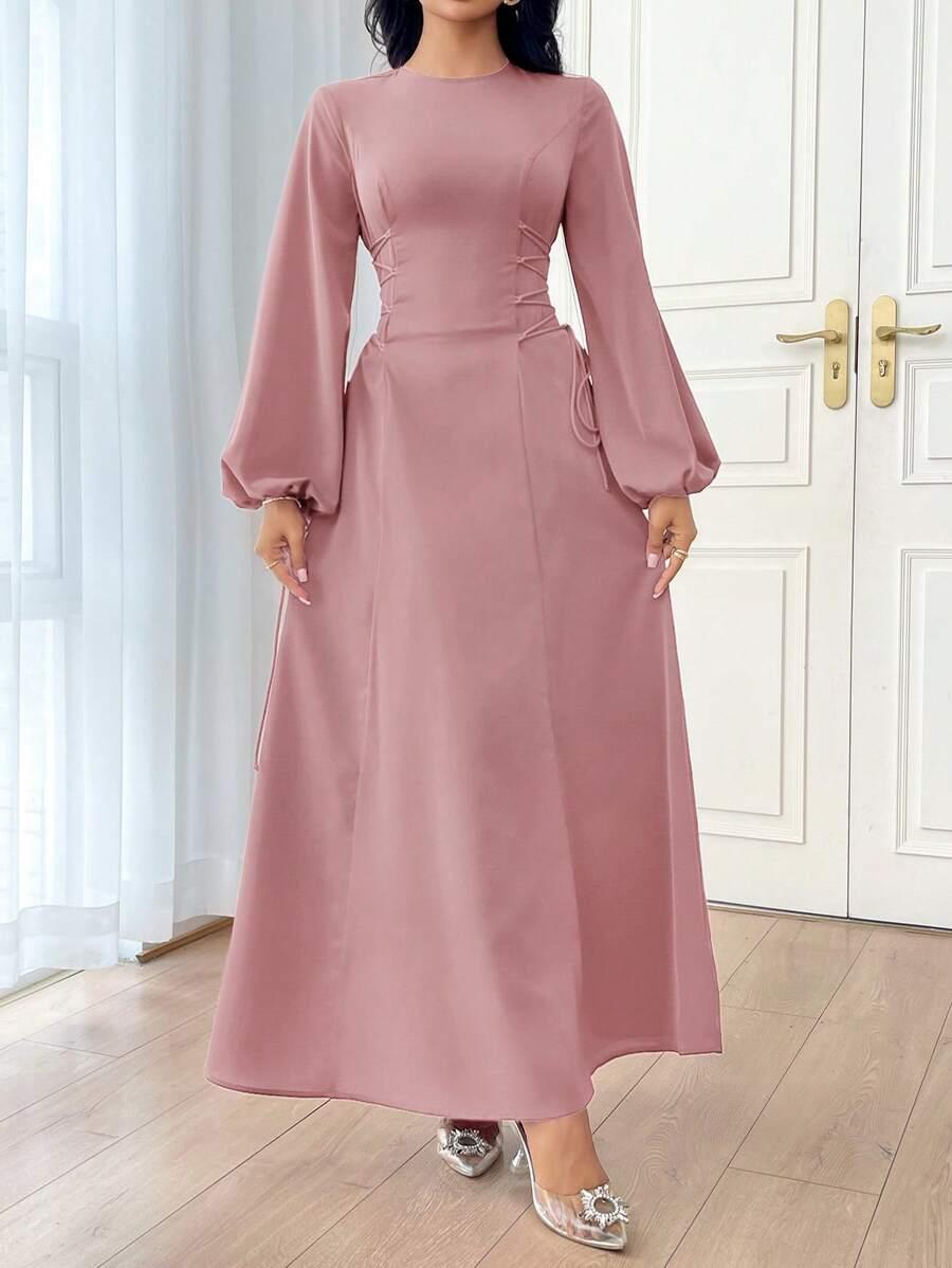 SHEIN RÓŻOWA MAXI SUKIENKA WIĄZANIA S06__S