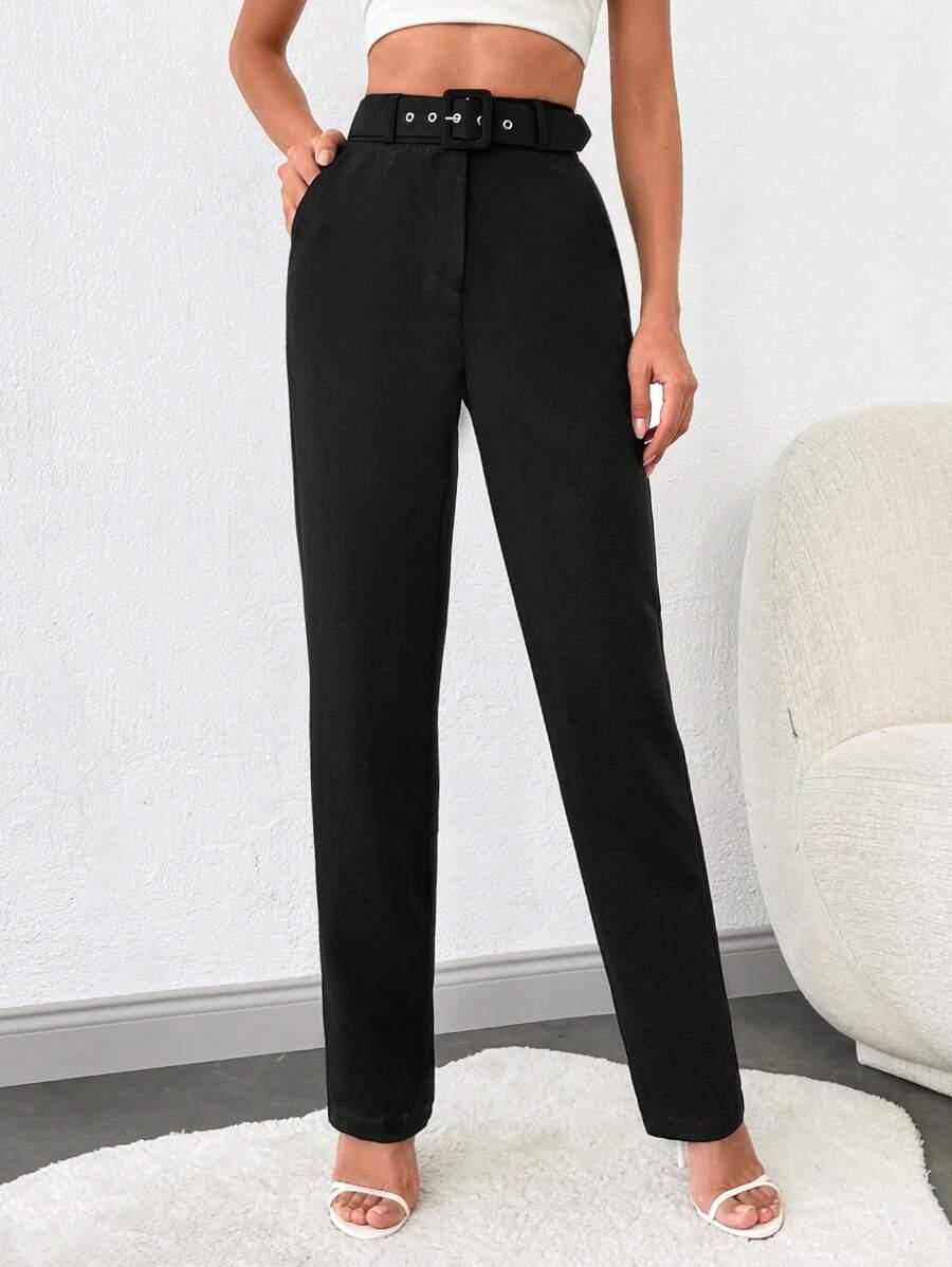 SHEIN CZARNE SPODNIE PROSTA NOGAWKA S06__M