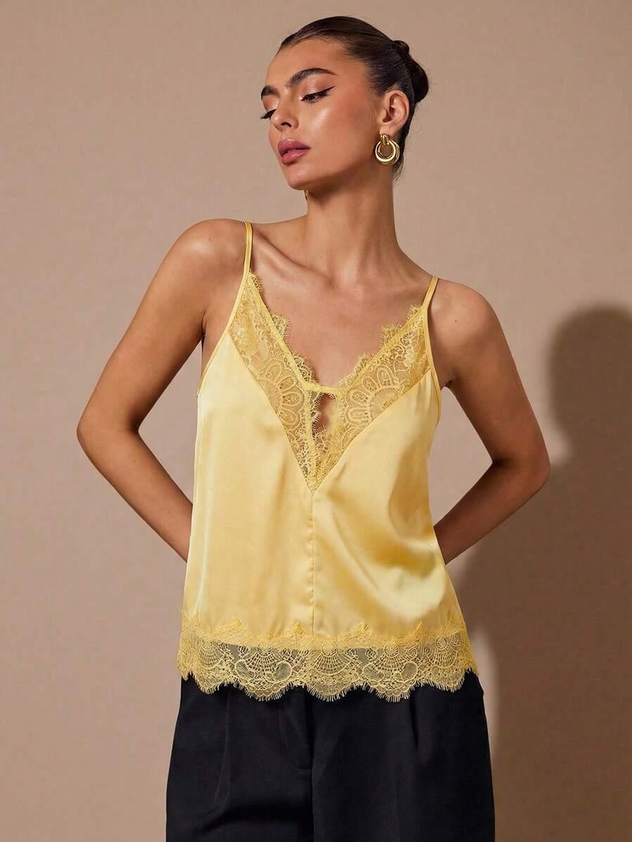 SHEIN ŻÓŁTY TOP NA RAMIĄCZKACH S06__L