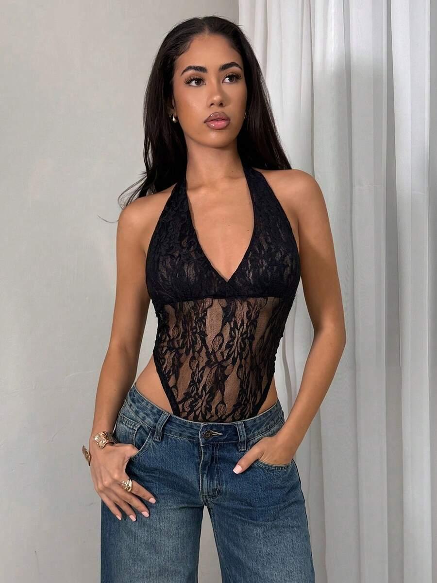 TRNVIE CZARNE KORONKOWE BODY S09__S