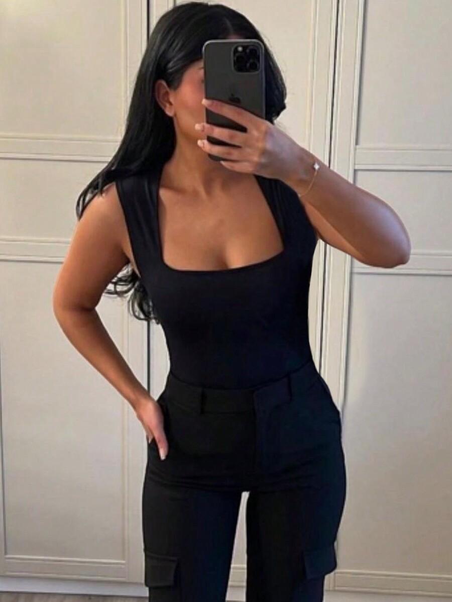 SHEIN CZARNE BODY BEZ RĘKAWÓW S06__XS