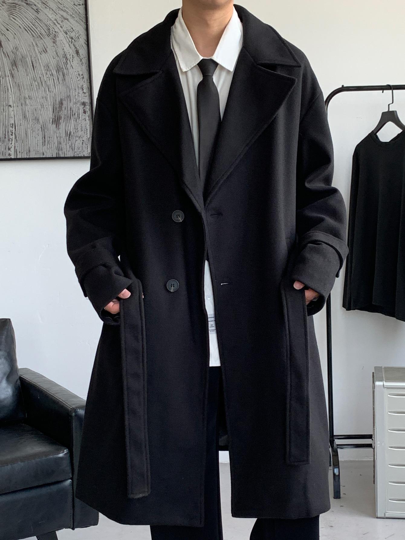 SHEIN CZARNY KLASYCZNY PŁASZCZ W01__XL