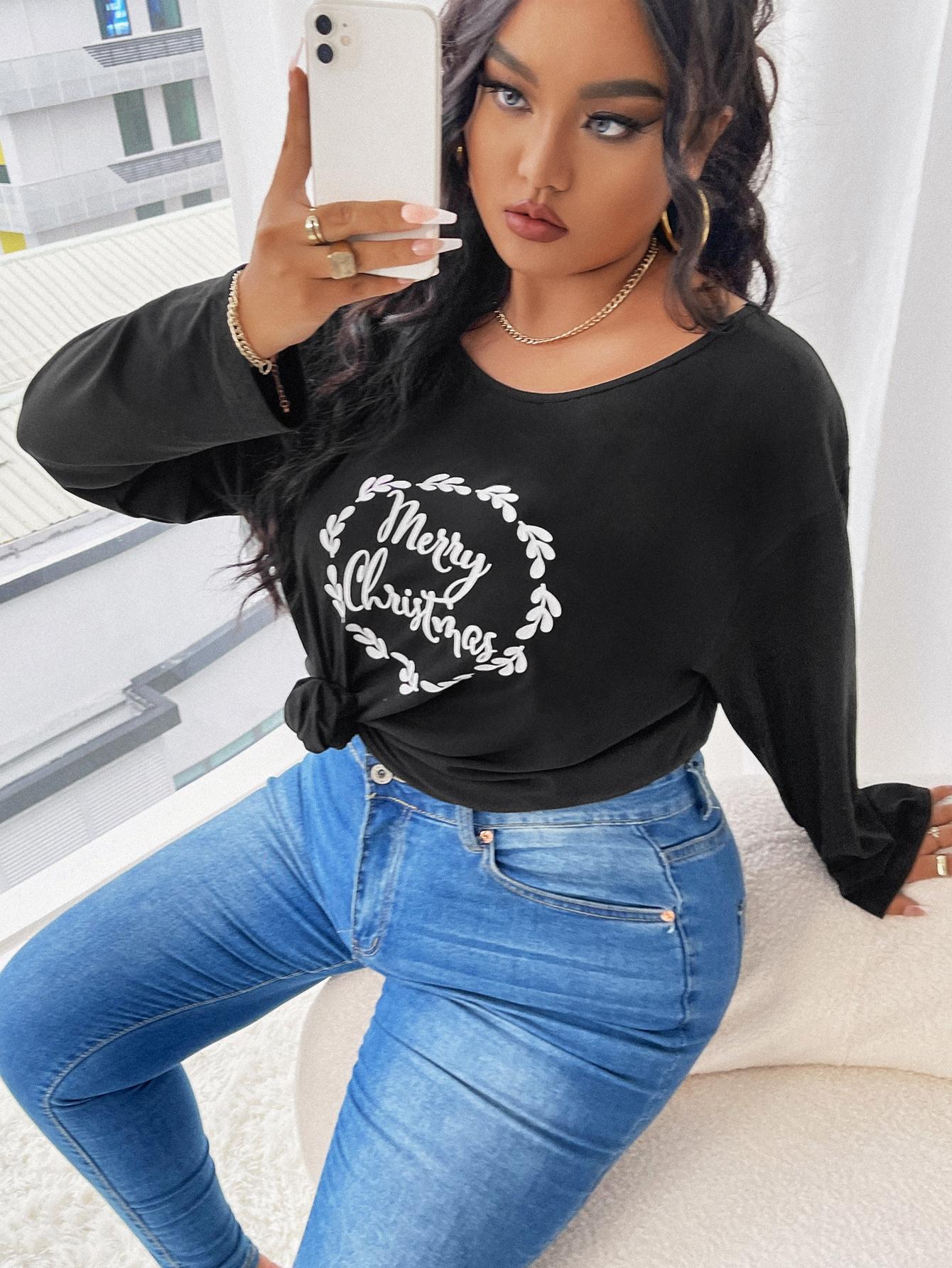 SHEIN CZARNA BLUZKA NAPIS MERRY CHRISTAMS BDD__50