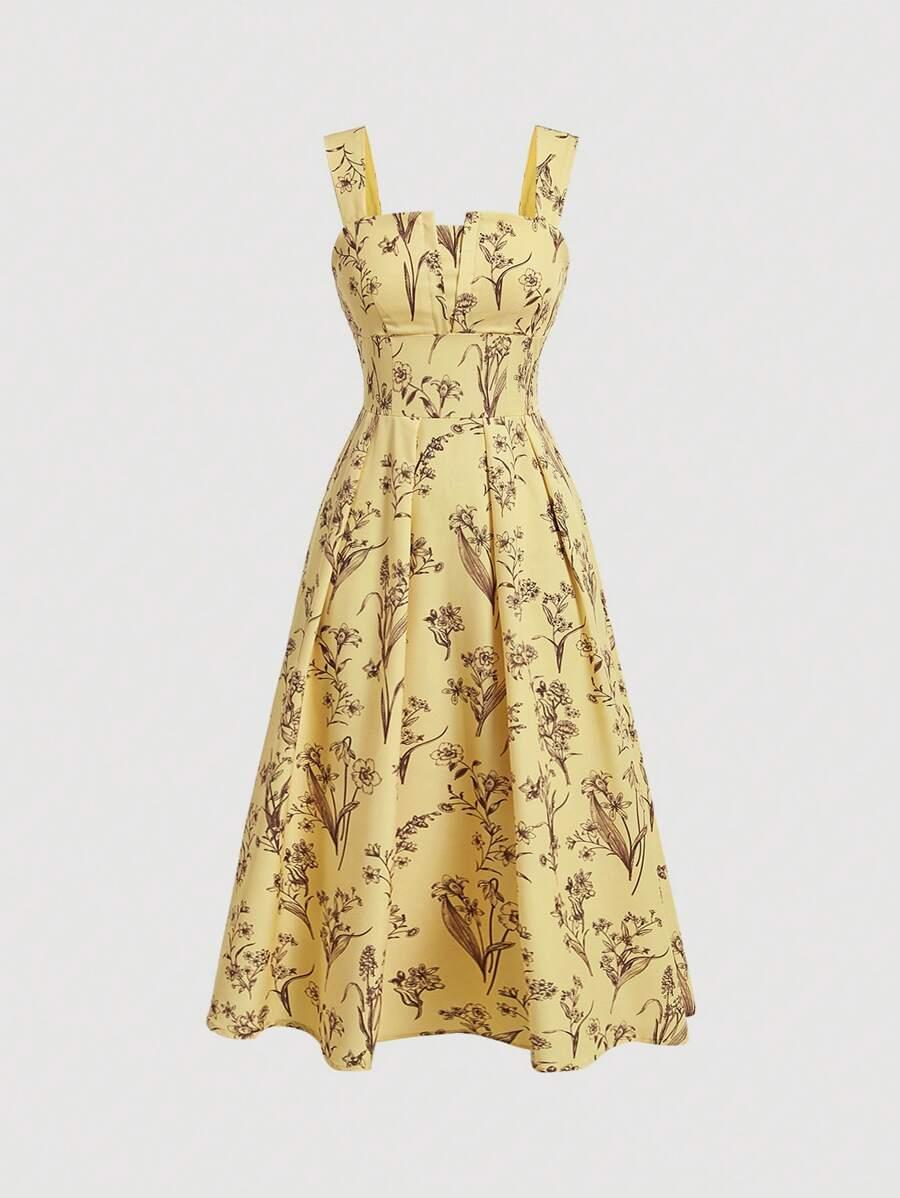 SHEIN MIDI SUKIENKA WZÓR KWIATY S09__S
