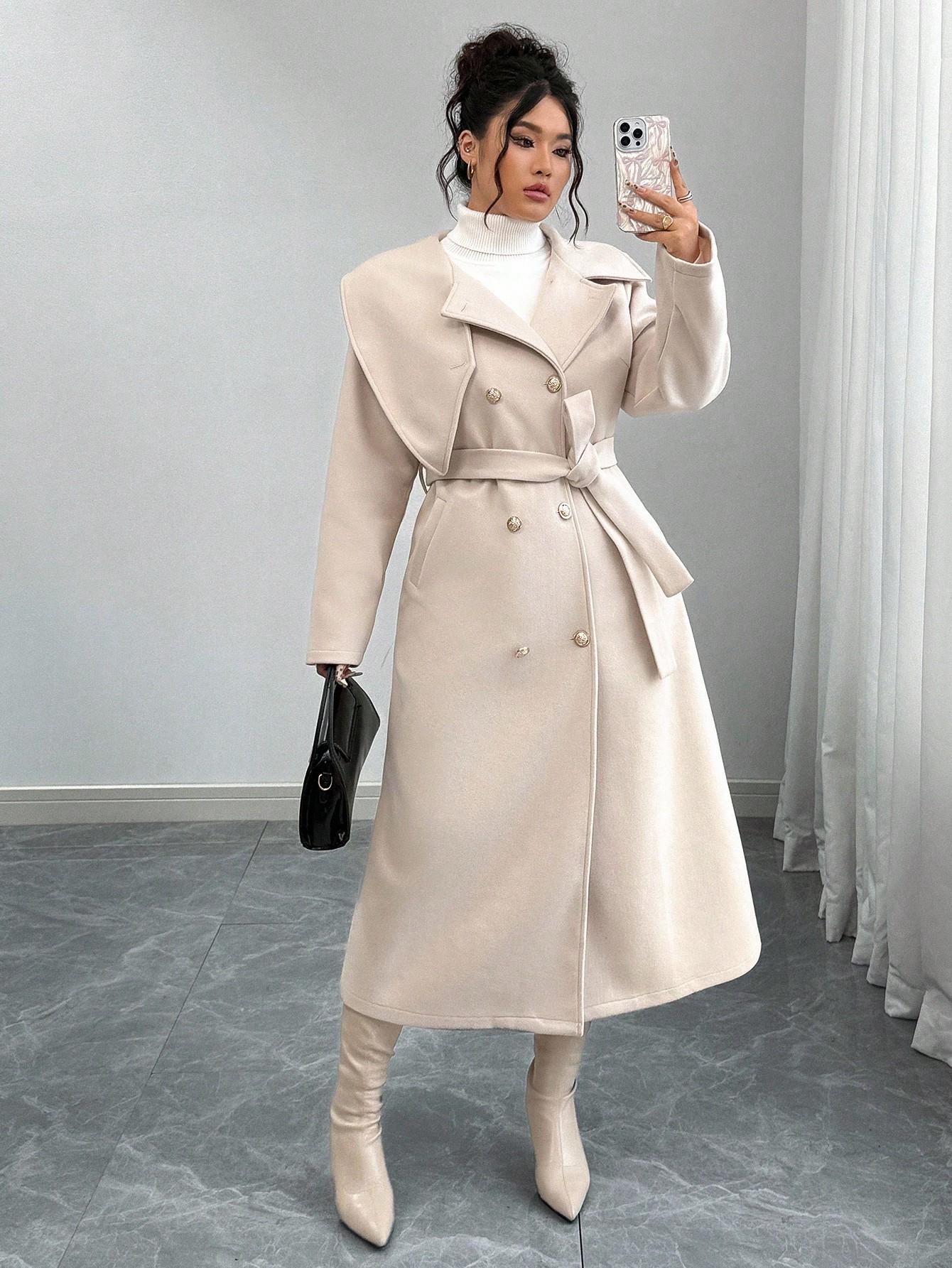 SHEIN BEŻOWY KLASYCZNY PŁASZCZ W01__52