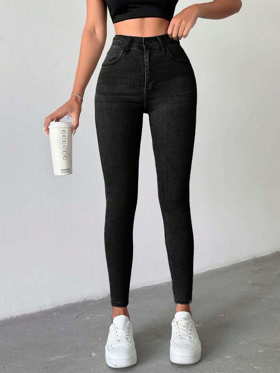 SHEIN CZARNE SPODNIE JEANS RURKI