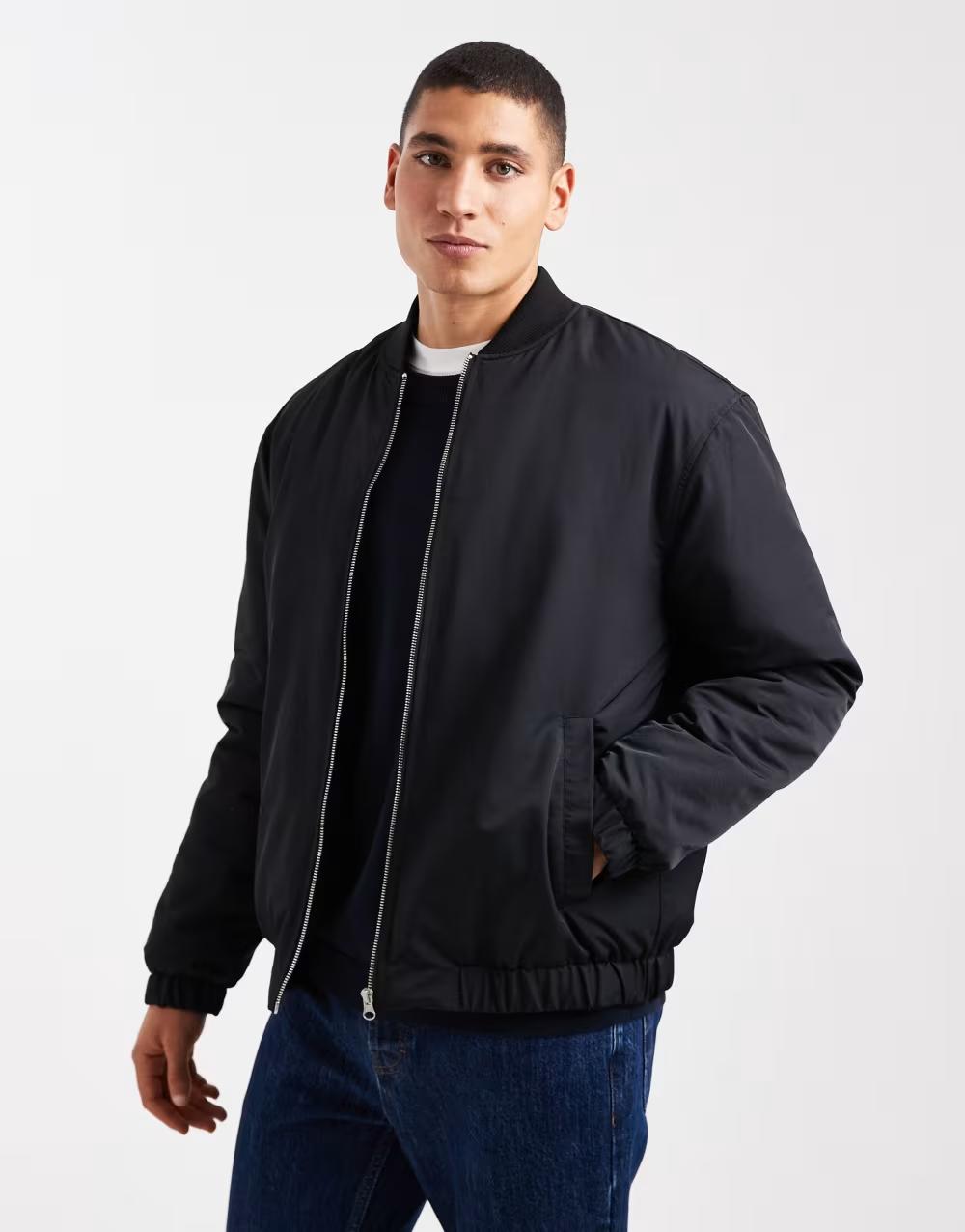 CZARNA KURTKA BOMBER Z ZAMKIEM W01__S