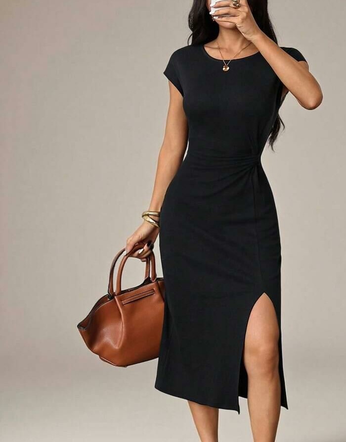 SHEIN CZARNA SUKIENKA KRÓTKI RĘKAW S06__M